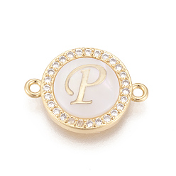 Letter P Латунные микро проложить кубических ссылки циркония, с оболочкой, долговечный, без свинца, без кадмии и без никеля, реальный 18 k позолоченный, плоские круглые с буквы, прозрачные, letter.p, 13.5x18.5x4.5 мм, отверстие : 1.4 мм