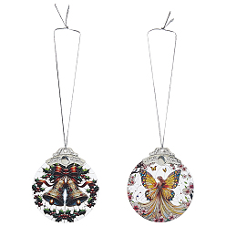 Mixed Shapes 2шт. 2 стили стеклянных подвесок в форме капли, со шнуром, Рождественские украшения, разнообразные, 89.5x79.5x7.5 мм, отверстие : 3 мм, 1 шт / стиль
