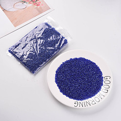 Blue Glass Seed Beads, Trans. Colours Lustered, Round, Blue, 3mm, Hole: 1mm, about 10000pcs/pound