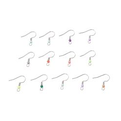 Mixed Color 316 Surgical Stainless Steel Earring Hooks, with Horizontal Loops and Plastic Beads, Mixed Color, 19.5x3mm, Hole: 2.2mm, 22 Gauge, Pin: 0.6mm