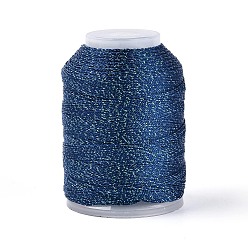 Морской Синий 200м 6-слойный блестящий полиэстеровый шнур для изготовления ювелирных изделий, круглые, Marine Blue, 0.6 мм, около 218.72 ярдов (200 м) / шт