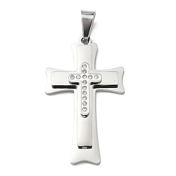 Нержавеющая Сталь Цвет 304 подвески из нержавеющей стали и страз, крест прелести, с 201 держателями для ледоруба из нержавеющей стали, крестик, кристалл, цвет нержавеющей стали, 45x26.5x5.5 мм, отверстие : 10.5x6.5 мм