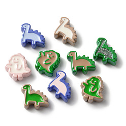 Mixed Color Opaque Acrylic Beads, with Enamel, Dinosaur, Mixed Color, 22.5~26.5x25~26.5x9~9.5mm, Hole: 3.5mm