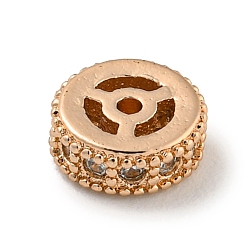 Roségold Messing Micro Pave klare Zirkonia Perlen, Flachrund, Roségold, 8x2.5 mm, Bohrung: 1.4 mm