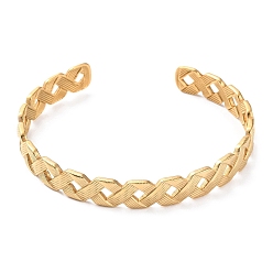 Золотой 304 браслеты-манжеты из нержавеющей стали с полыми ромбами, золотые, внутренний диаметр: 2-3/8 дюйм (6.1 см)