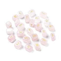 Розовый Кварц Прямоугольные натуральные рунические камни из розового кварца, целебные камни для балансировки чакр, кристаллотерапия, медитация, Рейки, гадание, 15~16x11~12x11~11.5 мм, 25 шт / комплект