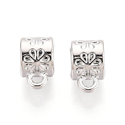 Платина Поручни из сплава для покрытия стойки, петля под залог, крупные бусины под залог, трубка с цветочным узором, без свинца, без никеля и без кадмия, платина, 10x6x7 мм, отверстие : 1.6 мм, внутренний диаметр: 4.5 мм