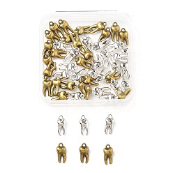 (52) Непрозрачная лаванда 60шт 2цвета сплав подвеска, зуб, разноцветные, 15.5x7x5 мм, отверстия: 1.6 mmМ, 30 шт / цвет