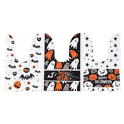 Белый 100 шт. пластиковые пакеты для конфет на Хэллоуин в форме кролика, подарочные пакеты для конфет смешанной формы с принтом, белые, 21.5~22.5x13.6x0.01 см