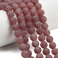 Клубничный Кварц Природного кварца клубники нитей бисера, круглые, матовые, 8 мм, отверстие : 1.2 мм, около 50 шт / нитка, 15.08''~15.28'' (38.3~38.8 см)