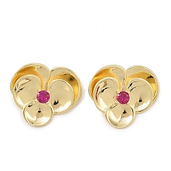 Настоящее золото 18K Латунные микро проложить кубического циркония подвески, цветок, долговечный, без кадмия и без свинца, стойки покрытие, с целью перехода в кольце, реальный 18 k позолоченный, 24x27.5x5 мм, отверстие : 8.5x4 мм