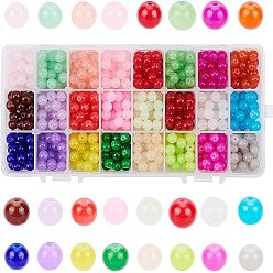 (52) Непрозрачная лаванда Выпечка расписанная имитация нефрита стеклянные круглые бусины, разноцветные, 8.5~9 мм, Отверстие: 1.5 мм, о 30 шт / цвет, 720 шт / коробка