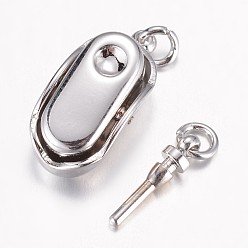 Stainless Steel Color 304 Stainless Steel Box Clasps, Stainless Steel Color, 20x8x7mm, Hole: 2.5mm, Pin: 1.2mm