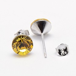 226_Topacio claro Aretes de cristal austriaco, con 925 pendientes de plata de ley, 226 topacio _Light, 16x7 mm, pin: 0.8 mm