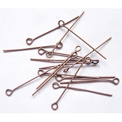 Red Copper Iron Eye Pin, Cadmium Free & Nickel Free & Lead Free, Red Copper, 30x0.7mm, Hole: 2mm, about 8700~8800pcs/1000g