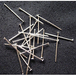 Серебро Железные штыри с плоской головкой, серебряные, 32x0.75~0.8 мм, 20 датчик, Около 7600 шт / 1000 г, Руководитель: 2 mm