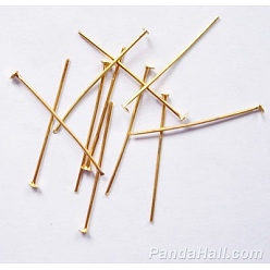 Золотой Железные штыри с плоской головкой, без кадмия и без свинца, золотые, 26x0.75~0.8 мм, 20 датчик, 8400 шт / 1000 г, Руководитель: 2 mm
