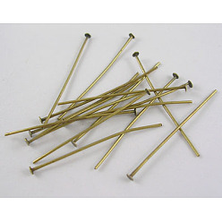 Античная Бронза Железные штыри с плоской головкой, античная бронза, 38x0.75~0.8 мм, 20 датчик, Около 6600 шт / 1000 г, Руководитель: 2 mm